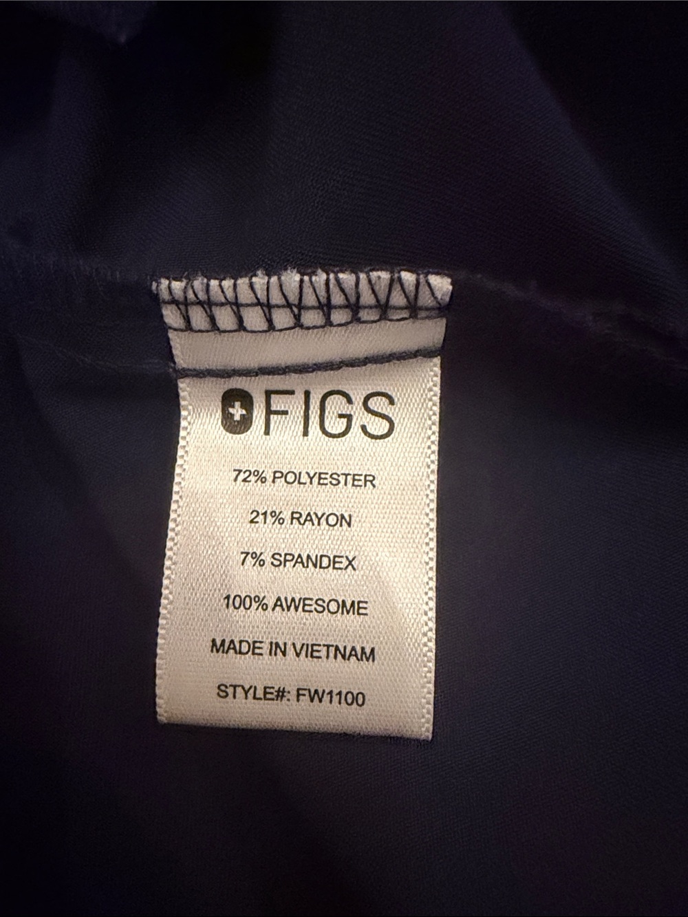 Figs V-Neck Scrub Top — Navy, XL - Picture 5 of 5